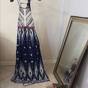 Flying Tomato Blue and White Halter Sundress